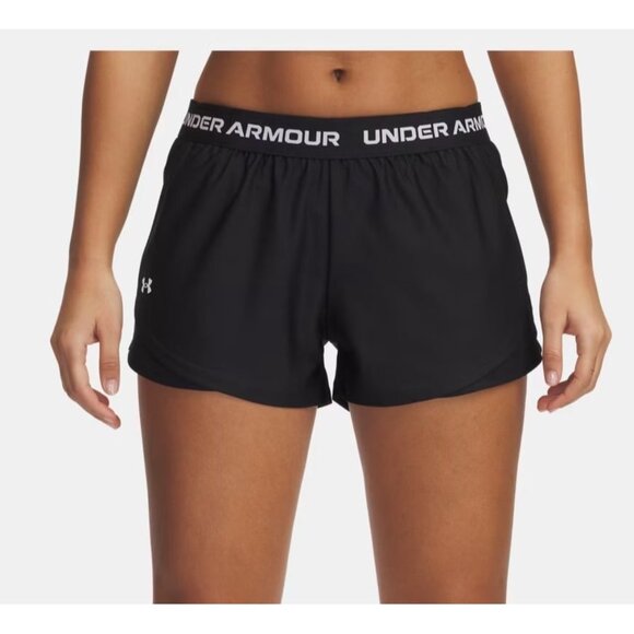 Under Armour Black Play Up Shorts Women Size Medium Loose Fit Style 3 in Inseam - Picture 2 of 9